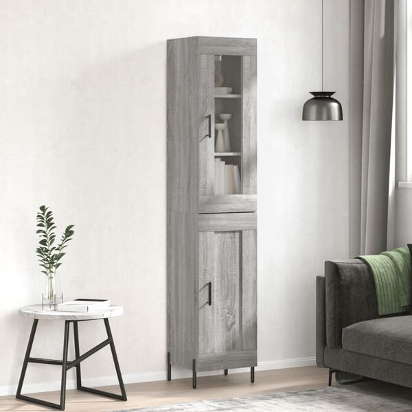 vidaXL Highboard gr&aring; sonoma 34,5x34x180 cm konstruert tre
