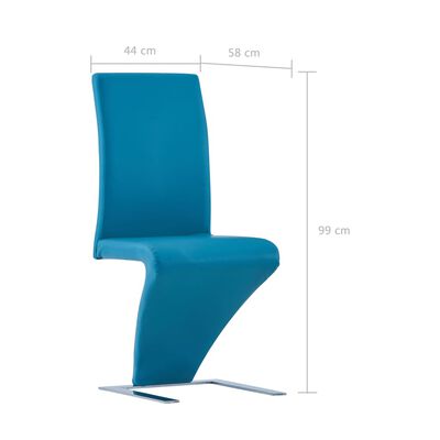vidaXL Spisestoler med sikksakkform 2 stk blått kunstig skinn
