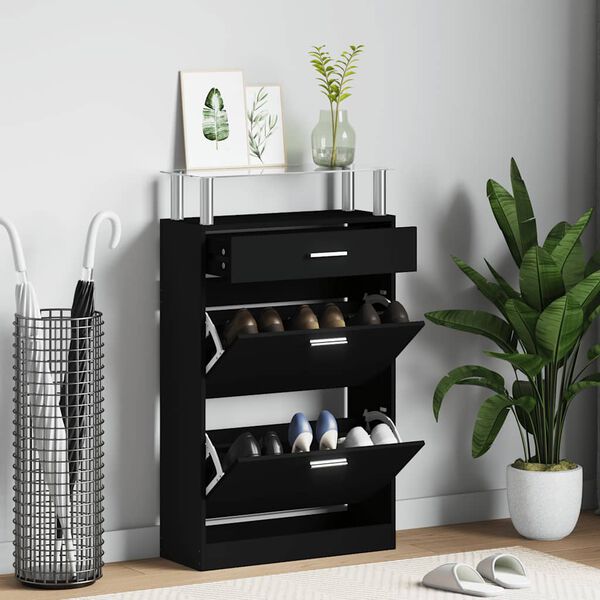 vidaXL Skoskap svart 63x24x104 cm konstruert tre