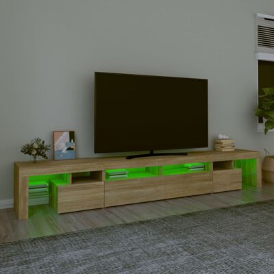 vidaXL TV-benk med LED-lys sonoma eik 260x36,5x40 cm