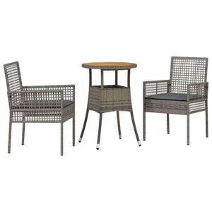 vidaXL Hage Spisegruppe 3 pcs Grå polyrotting