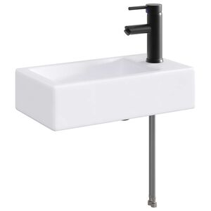 vidaXL Baderomsvask med kran og avl&oslash;p Matt Svart 45,5 x 25,5 x 13 cm