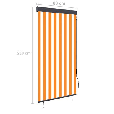 vidaXL Utendørs rullegardin 80x250 cm hvit og oransje