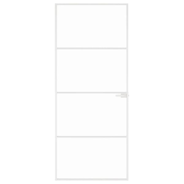 vidaXL Innerdør hvit 83x201,5 cm herdet glass og aluminium slank