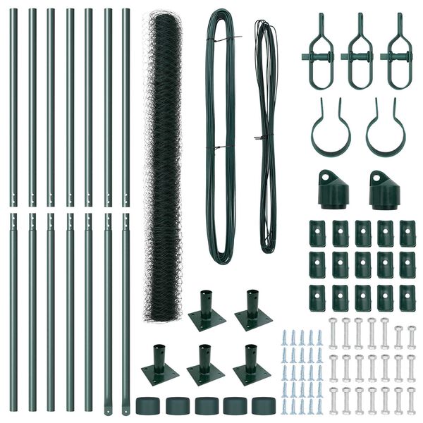 vidaXL Gjerde med innlegg. grønn 1.6 x 10 m PVC-belagt stål