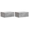 vidaXL Vegghengt Nattbord med skuff 2 pcs Betonggr&aring; 49 x 34,5 x 20 cm