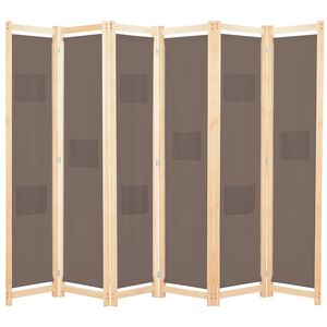 vidaXL Romdeler 6 paneler brun 240x170x4 cm stoff