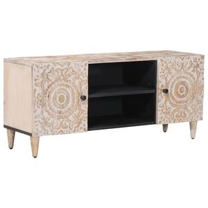 vidaXL TV-skap Hvit 105 x 33,5 x 46 cm Massiv mango tre