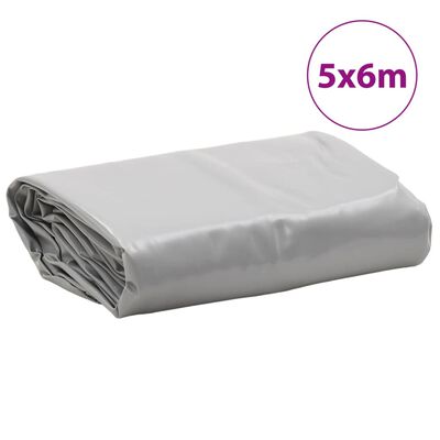 vidaXL Presenning 650 g/m² grå 5x6 m