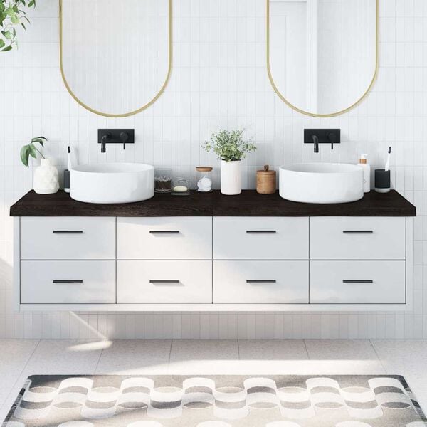 vidaXL Benkeplate til bad m&oslash;rkebrun 200x60x(2-6) cm behandlet heltre