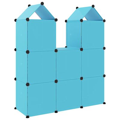 vidaXL Oppbevaringshylle med 8 kuber blå PP