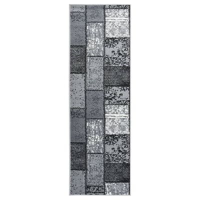 vidaXL Gulvteppe BFC grå med blokkmønster 60x300 cm