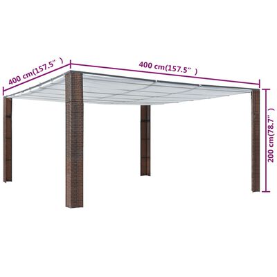 vidaXL Paviljong med tak polyrotting 400x400x200 cm brun og kremhvit