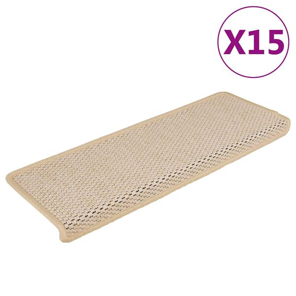 vidaXL Selvklebende trappematter sisal-utseende 15stk 65x21x4 cm Berber