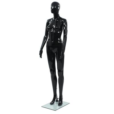 vidaXL Full-body kvinnelig utstillingsdukke med glassbase svart 175 cm