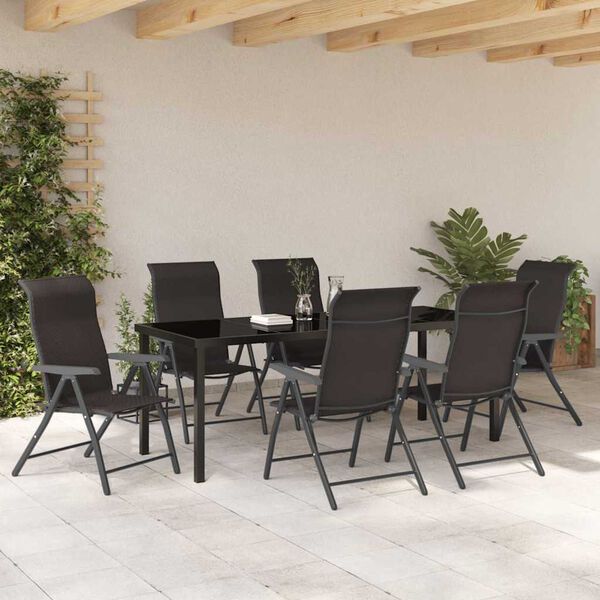 vidaXL Hage Spisegruppe 7 pcs Svart kaffe Poly rattan