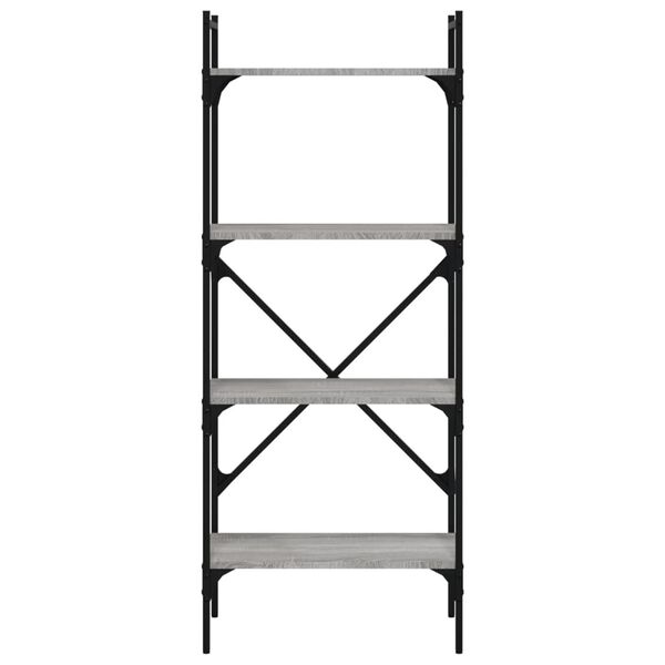 vidaXL Bokhylle 4 etasjer grå sonoma 56x31,5x138,5 cm konstruert tre