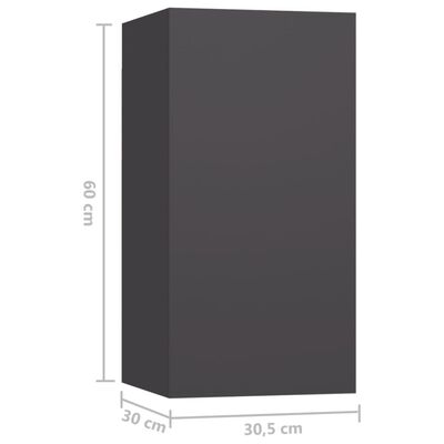 vidaXL TV-benker 7 stk grå 30,5x30x60 cm sponplate