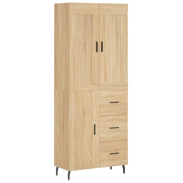 vidaXL Highboard sonoma eik 69,5x34x180 cm konstruert tre