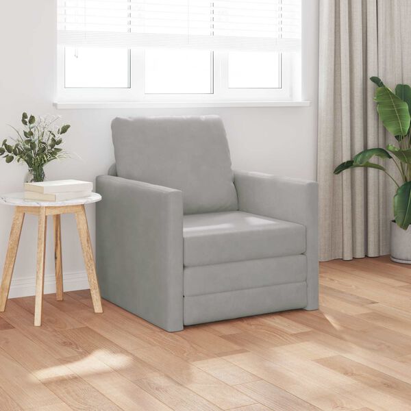 vidaXL Sammenleggbar Sofa seng Lysegr&aring; 74 x 77 x 81 cm Fl&oslash;yel