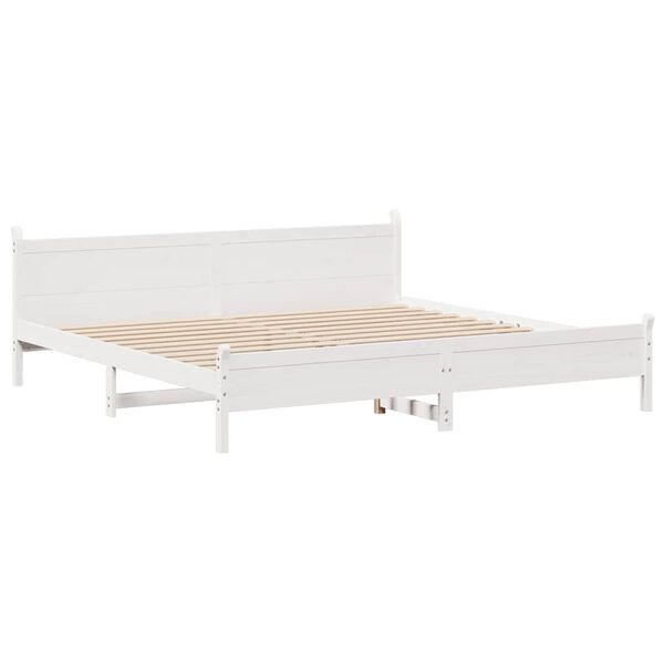 vidaXL Sengeramme med madrass hvit 200x200 cm heltre furu