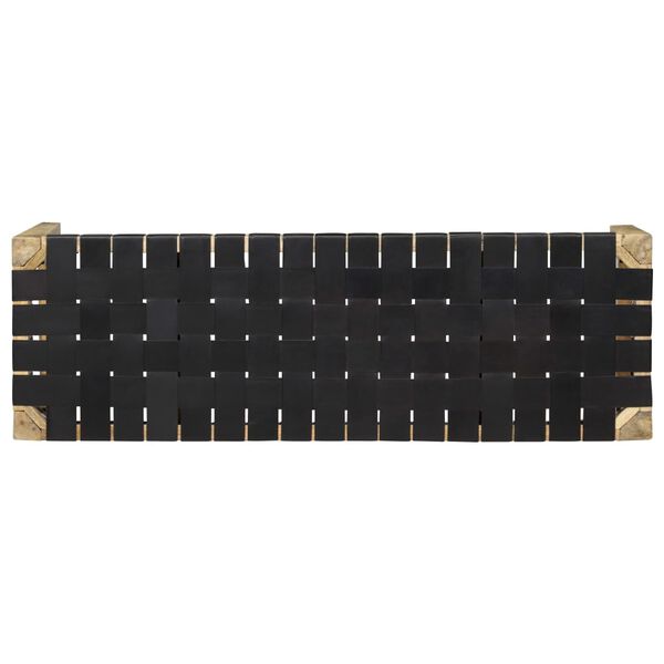 vidaXL Benk 110 cm svart ekte l&aelig;r og heltre mango