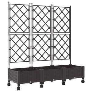 vidaXL Hageplanter med espalier og hjul 3 stk. Brun PP