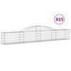vidaXL Gabionkurver buede 15 stk 300x30x40/60 cm galvanisert jern