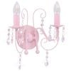 vidaXL Vegglampe med perler rosa 2 x E14 lysp&aelig;rer