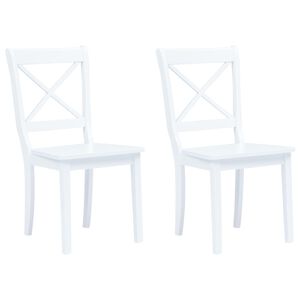 vidaXL Spisestoler 2 stk hvit heltre gummitre