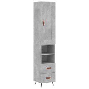 vidaXL Highboard betonggr&aring; 34,5x34x180 cm konstruert tre