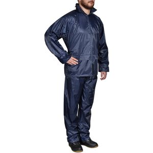 Herre Marinebl&aring; 2stk Regnsett med Hette XL