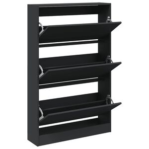 vidaXL Skoskap svart 80x21x125,5 cm konstruert tre