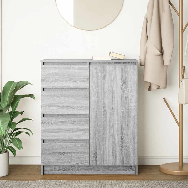 vidaXL Skjenk med skuffer grå sonoma 71x35x84 cm konstruert tre