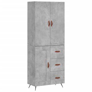 vidaXL Highboard betonggr&aring; 69,5x34x180 cm konstruert tre