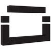 vidaXL TV-benksett Veggmontert 8 pcs Svart Eik Konstruert tre