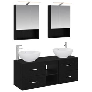 vidaXL Baderomsinnredningssett 5 pcs Svart eik Konstruert tre og glass