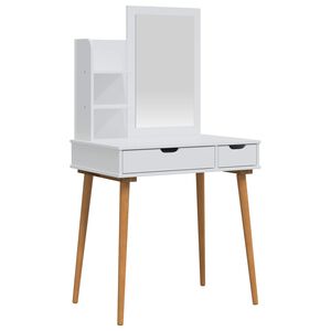 vidaXL Sminkebordsett FAUSKE 3 stk. Hvit 76 x 50 x 143 cm