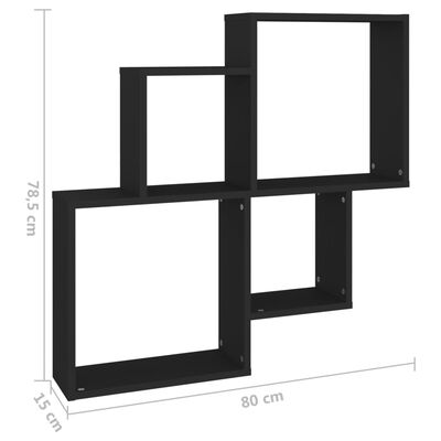 vidaXL Kubeformet vegghylle svart 80x15x78,5 cm sponplate