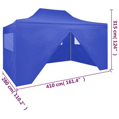 vidaXL Profesjonelt sammenleggbart festtelt 4 sidevegger 3x4m stål blå