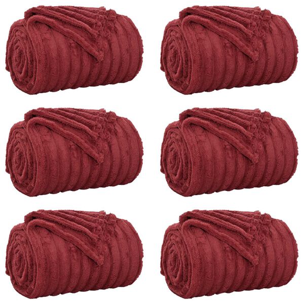 vidaXL Kastepledd 6 pcs Bordeaux R&oslash;d 150 x 130 cm Fleece