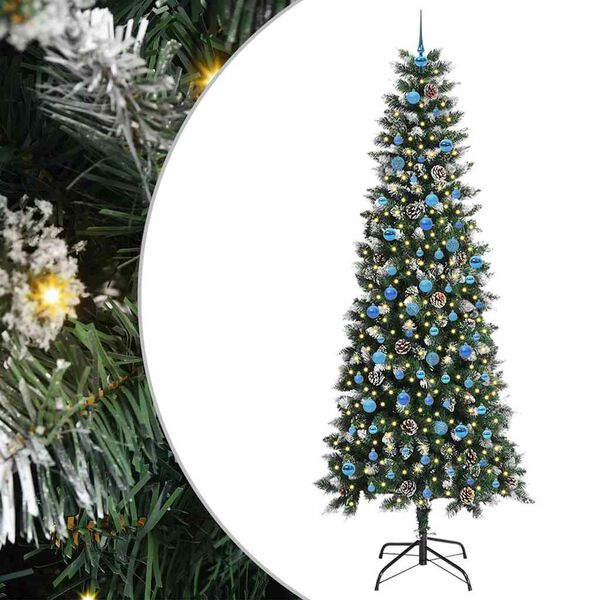 vidaXL Kunstig juletre med 300 LED gr&oslash;nn 240 cm PVC og plast og st&aring;l