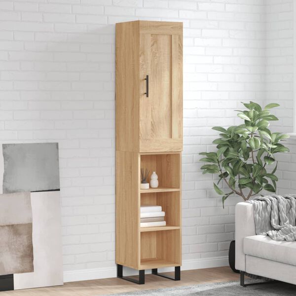 vidaXL Highboard sonoma eik 34,5x34x180 cm konstruert tre