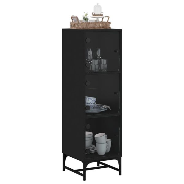 vidaXL Highboard med glassd&oslash;rer svart 35x37x120 cm