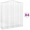 vidaXL Gabionkurver buede 4 stk 200x50x220/240 cm galvanisert jern