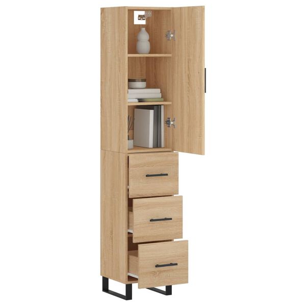 vidaXL Highboard sonoma eik 34,5x34x180 cm konstruert tre