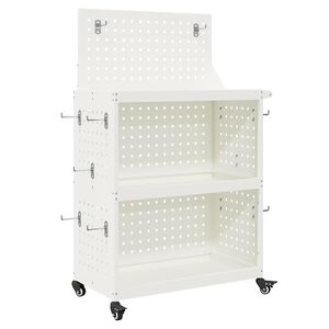 vidaXL Verkt&oslash;ytrolley med hylle Hvit 65 x 35 x 111 cm Kaldvalsest&aring;l