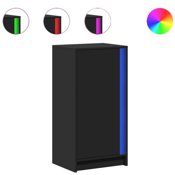 vidaXL Skjenk med LED svart 42,5x34x85 cm konstruert tre