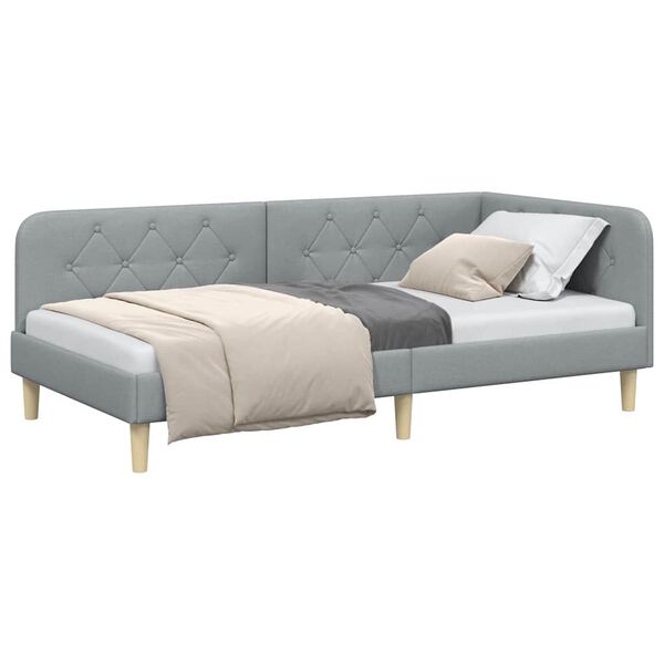 vidaXL Hj&oslash;rnesengramme med hodegjerde Lysegr&aring; 100 x 200 cm stoff