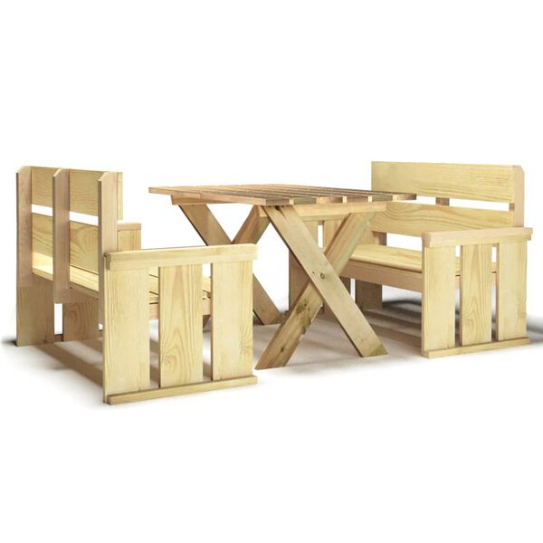 vidaXL Spisestue til hage 3 deler impregnert furu